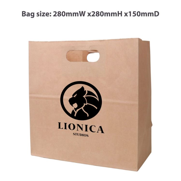 Picture of Die Cut Brown Kraft Paper Bag (280 x 280 x 150mm)