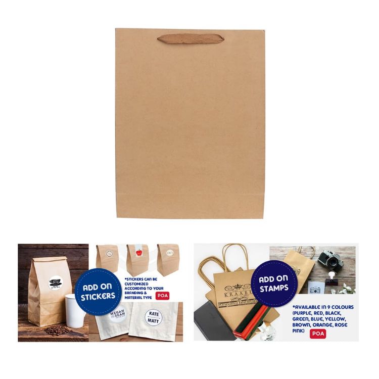 Picture of Medium Vertical Paper Bag with Fabric Flat Handle(210 x 270 x 110mm)