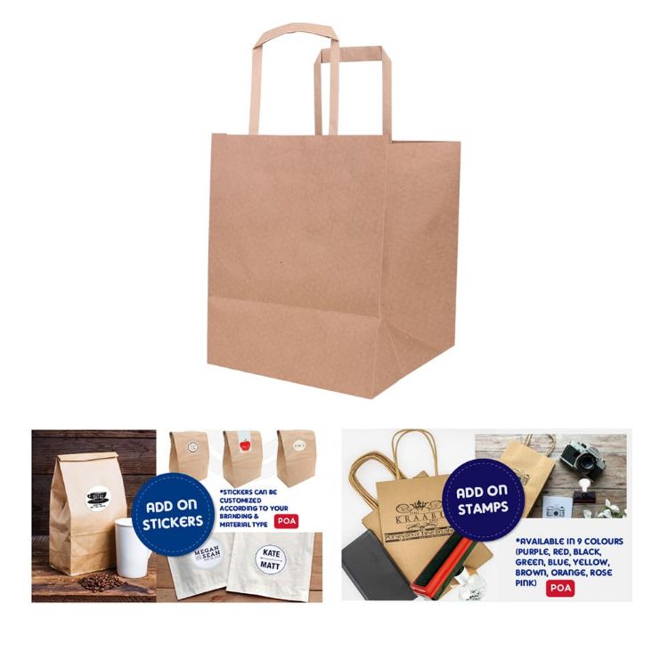 Picture of Flat Handle Kraft Paper Bag(150x170x150mm)